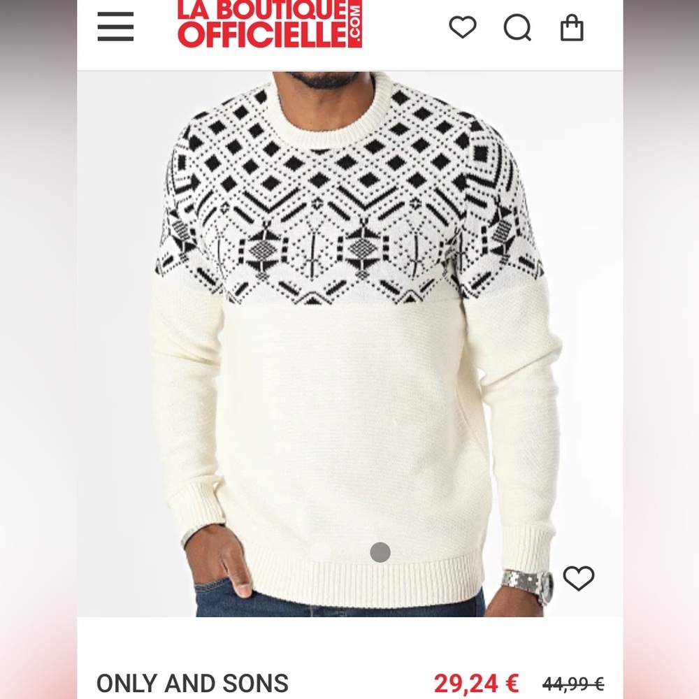 BRAND NEW 🇩🇰 Only & Sons Crew Knit L Antique White/Black